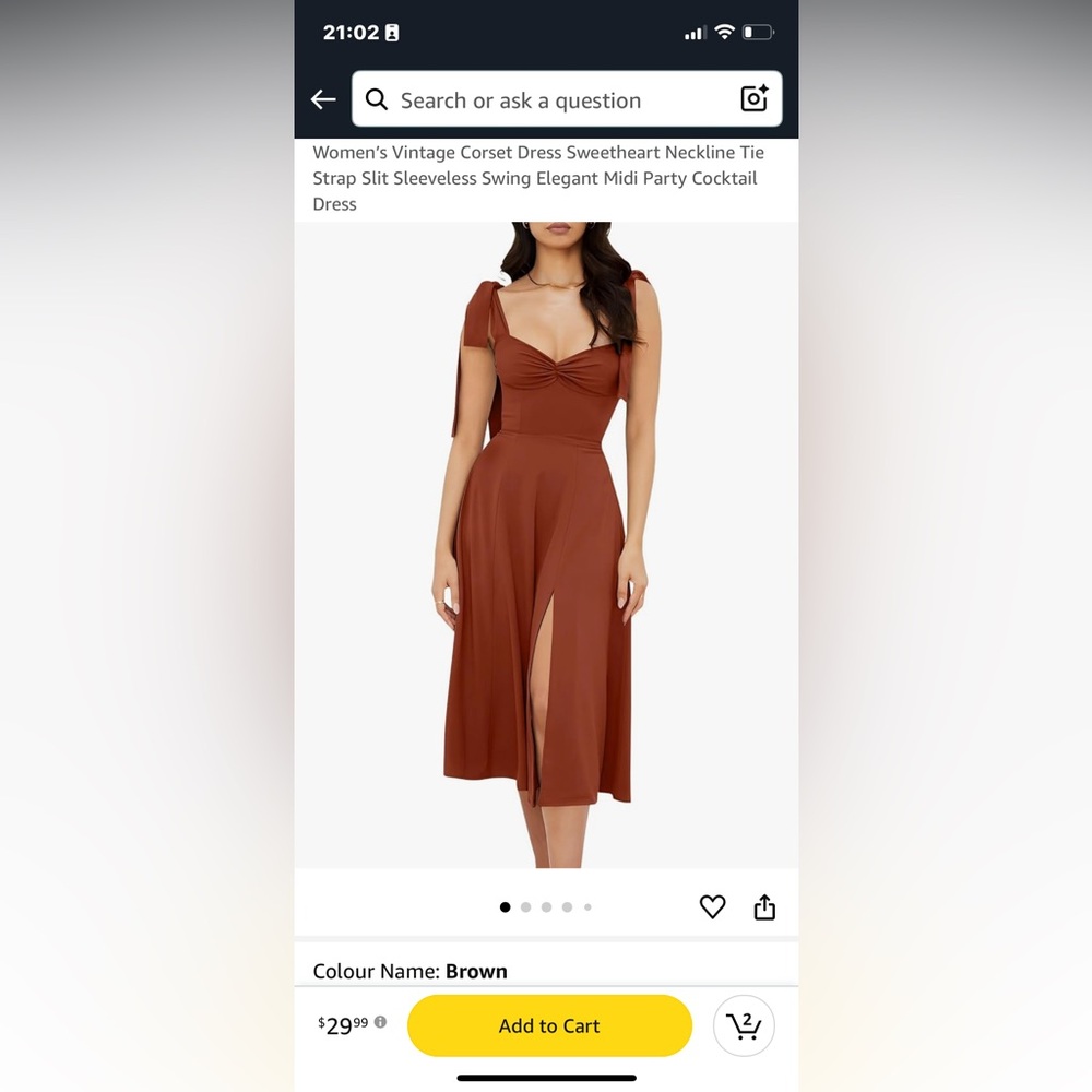 Amazon Elegant Brown Midi Dress